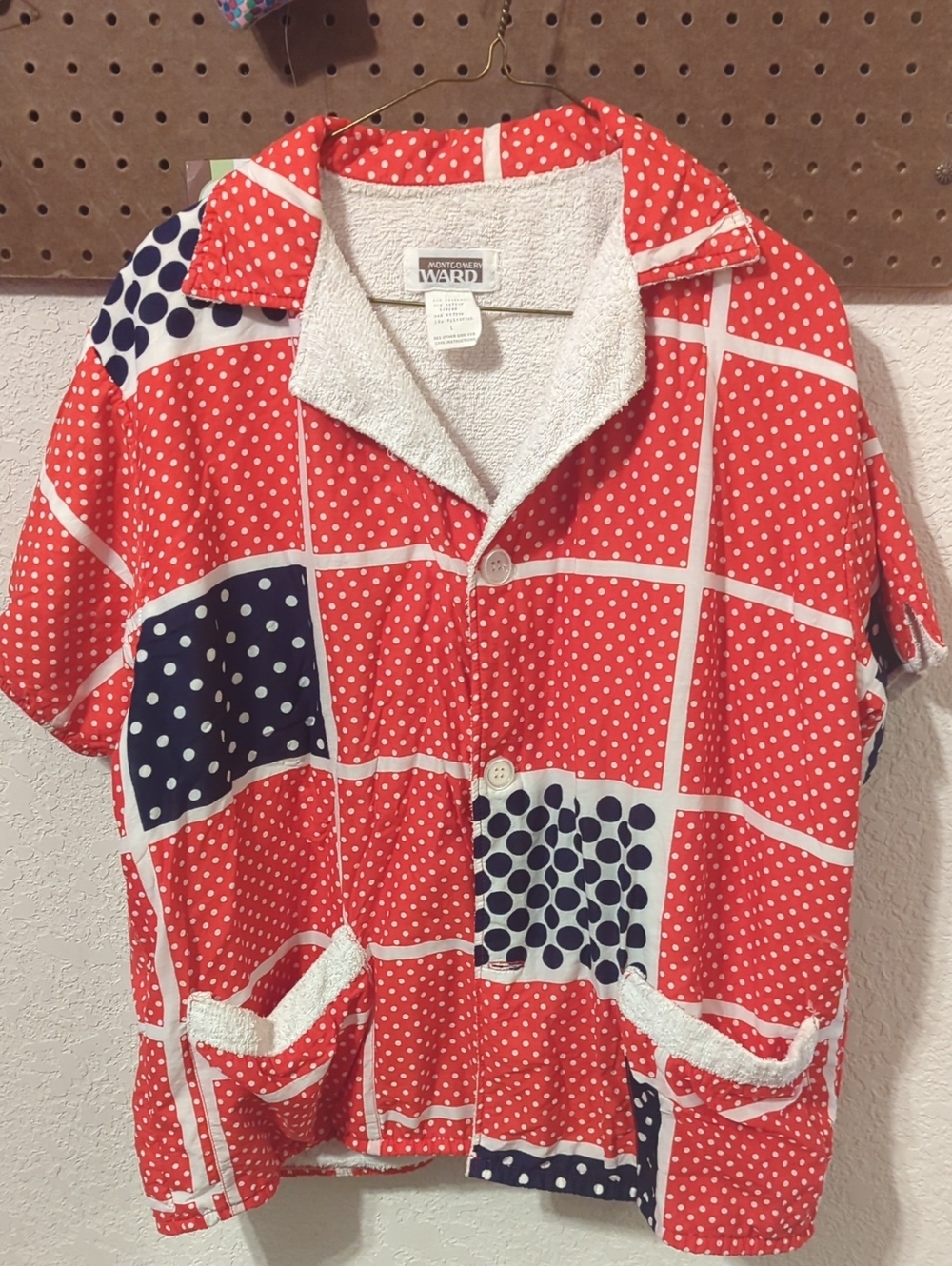 Montgomery Ward Vtg Polka Dot Button-Front Shirt Jacket